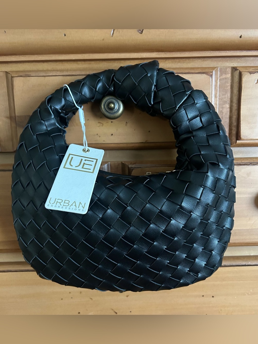 Urban Expressions Black Woven Tracy Bag NWT